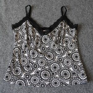 White House Black‎ Market Tank Top M Black Lace Floral Sleeveless